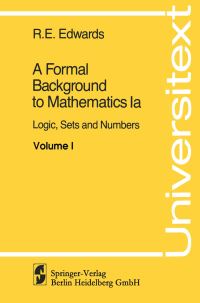 Book Cover for A Formal Background to Mathematics by R E Edwards