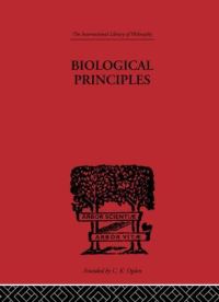 Book Cover for Biological Principles by J H Woodger
