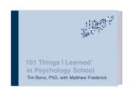 Book Cover for 101 Things I Learned in Psychology School by Tim Bono, Matthew Frederick
