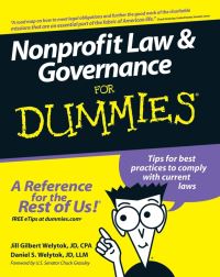 Book Cover for Nonprofit Law & Governance for Dummies by Jill Gilbert Welytok, Daniel S Welytok