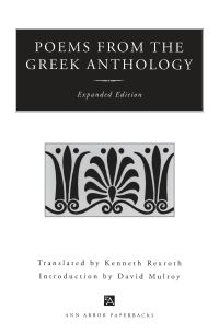 Book Cover for Poems from the Greek Anthology by Kenneth Rexroth
