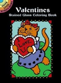 Book Cover for Valentines Stained Glass Coloring Book by Marty Noble