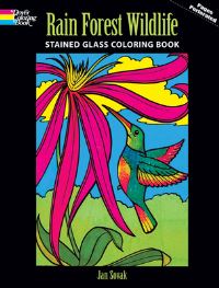 Book Cover for Rain Forest Animals Stained Glass Coloring Book by Jan Sovak