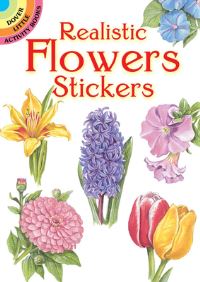 Book Cover for Realistic Flowers Stickers by Dot Barlowe