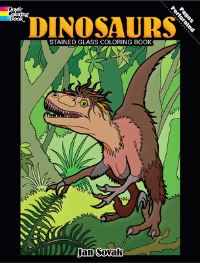 Book Cover for Dinosaurs Stained Glass Coloring Book by Jan Sovak