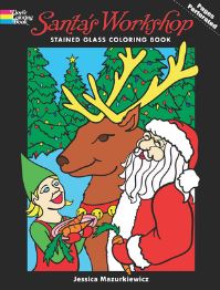 Book Cover for Santa's Workshop Stained Glass Coloring Book by Jessica Mazurkiewicz