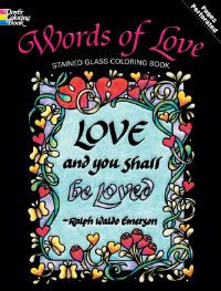 Book Cover for Words of Love Stained Glass Coloring Book by Carol FoldvaryAnderson