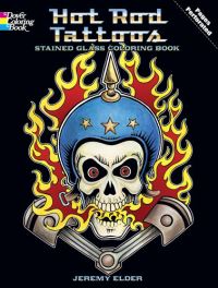 Book Cover for Hot Rod Tattoos Stained Glass Coloring Book by Elder