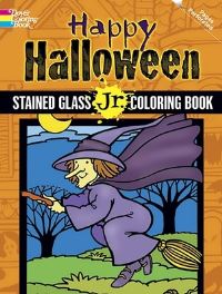 Book Cover for Happy Halloween Stained Glass Jr. Coloring Book by Beylon