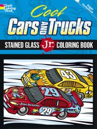 Book Cover for Cool Cars and Trucks Stained Glass Jr. Coloring Book by Donahue