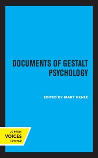 Book Cover for Documents of Gestalt Psychology by Mary Henle