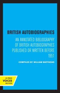 Book Cover for British Autobiographies by William Matthews