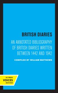 Book Cover for British Diaries by William Matthews