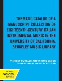 Book Cover for Thematic Catalog of a Manuscript Collection of Eighteenth-Century Italian Instrumental Music by Vincent H. Duckles, Minnie Elmer