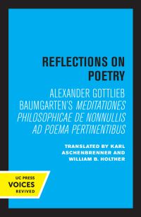 Book Cover for Reflections on Poetry by Alexander Gottlieb Baumgarten