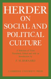 Book Cover for J.G. Herder on Social and Political Culture by Johann Gottfried Herder, F M Barnard