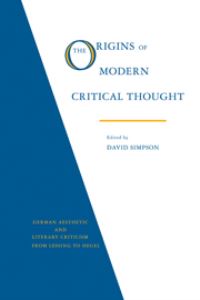 Book Cover for The Origins of Modern Critical Thought by David Simpson