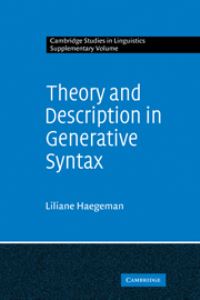 Book Cover for Theory and Description in Generative Syntax by Liliane Haegeman