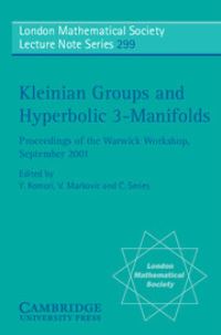 Book Cover for Kleinian Groups and Hyperbolic 3-Manifolds by Y Osaka City University, Japan Komori