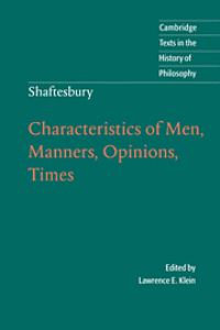 Book Cover for Characteristics of Men, Manners, Opinions, Times by Anthony Ashley Cooper Shaftesbury, Lawrence E Klein