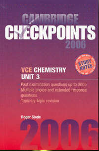 Book Cover for Cambridge Checkpoints VCE Chemistry Unit 3 2006 by Roger Slade