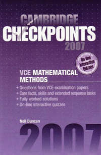 Book Cover for Cambridge Checkpoints VCE Mathematical Methods Units 3 and 4 2007 by Neil Duncan