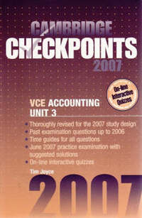 Book Cover for Cambridge Checkpoints VCE Accounting Unit 3 2007 by Tim Joyce