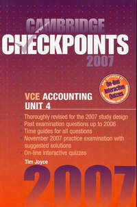 Book Cover for Cambridge Checkpoints VCE Accounting Unit 4 2007 by Tim Joyce