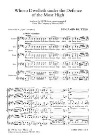 Book Cover for Whoso Dwelleth Under The Defence by Benjamin Britten