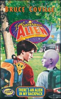 Book Cover for There's an Alien in My Backpack by Bruce Coville, Tony Sansevero, Copyright Paperback Collection Library of Congress