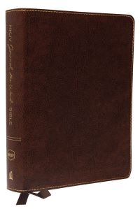 Book Cover for NKJV, Journal the Word Bible, Large Print, Bonded Leather, Brown, Red Letter by Thomas Nelson