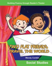 Book Cover for Two Flat Friends Travel the World by Wendy Conklin