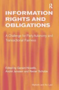 Book Cover for Information Rights and Obligations by Geraint Howells, André Janssen, Reiner Schulze