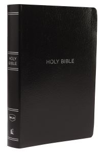 Book Cover for NKJV Holy Bible, Giant Print Center-Column Reference Bible, Black Leather-Look, Thumb Indexed, 72,000+ Cross References, Red Letter, Comfort Print by Thomas Nelson