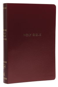 Book Cover for NKJV Holy Bible, Giant Print Center-Column Reference Bible, Burgundy Leather-Look, Thumb Indexed, 72,000+ Cross References, Red Letter, Comfort Print by Thomas Nelson