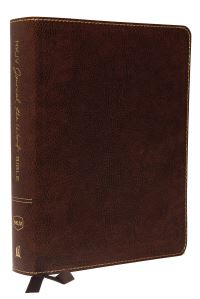 Book Cover for NKJV, Journal the Word Bible, Bonded Leather, Brown, Red Letter, Comfort Print by Thomas Nelson