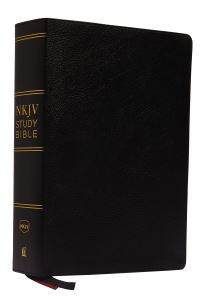 Book Cover for NKJV Study Bible, Premium Bonded Leather, Black, Comfort Print by Thomas Nelson