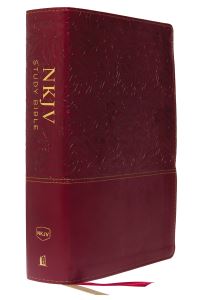Book Cover for NKJV Study Bible, Leathersoft, Red, Full-Color, Comfort Print by Thomas Nelson
