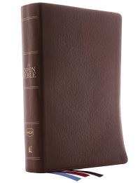 Book Cover for The NKJV, Open Bible, Brown Genuine Leather, Red Letter, Comfort Print by Thomas Nelson