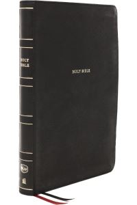 Book Cover for NKJV Holy Bible, Giant Print Center-Column Reference Bible, Black Leathersoft, 72,000+ Cross References, Red Letter, Comfort Print by Thomas Nelson