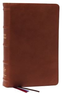 Book Cover for NKJV, End-of-Verse Reference Bible, Personal Size Large Print, Premium Goatskin Leather, Brown, Premier Collection, Red Letter, Comfort Print by Thomas Nelson