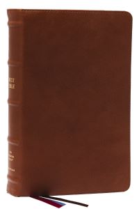 Book Cover for NKJV, End-of-Verse Reference Bible, Personal Size Large Print, Premium Goatskin Leather, Brown, Premier Collection, Red Letter, Thumb Indexed, Comfort Print by Thomas Nelson