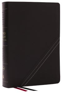 Book Cover for NKJV, Word Study Reference Bible, Bonded Leather, Black, Red Letter, Thumb Indexed, Comfort Print by Thomas Nelson