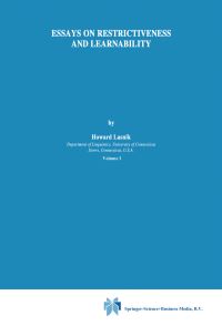 Book Cover for Essays on Restrictiveness and Learnability by H Lasnik