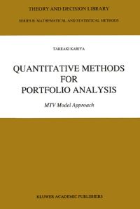 Book Cover for Quantitative Methods for Portfolio Analysis by Takeaki Kariya