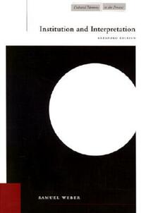 Book Cover for Institution and Interpretation by Samuel Weber