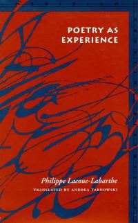 Book Cover for Poetry as Experience by Philippe Lacoue-Labarthe, Andrea Tarnowski