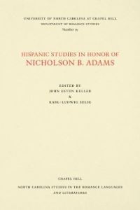 Book Cover for Hispanic Studies in Honor of Nicholson B. Adams by Nicholson B Adams
