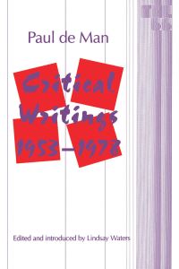 Book Cover for Critical Writings, 1953-1978 by Paul De Man