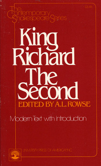 Book Cover for King Richard the Second by William Shakespeare, A L Rowse